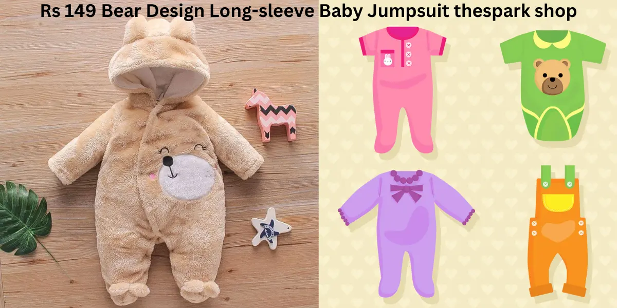 Rs 149 Bear Design Long-sleeve Baby Jumpsuit thespark shop